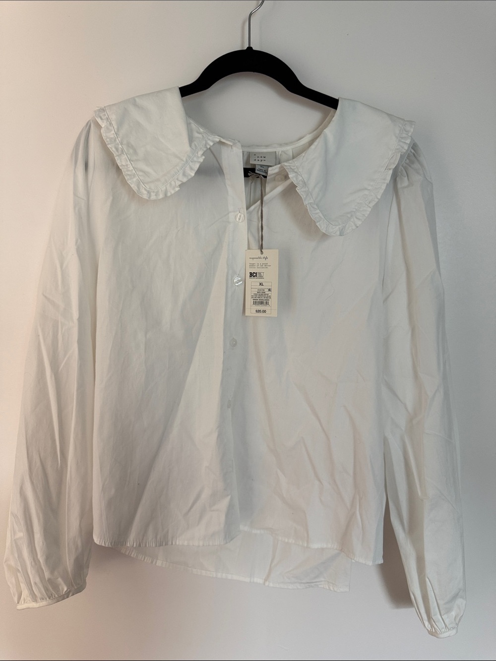 a new day White Button-Front Blouse with Gathered Yoke